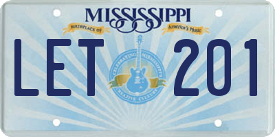 MS license plate LET201