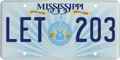MS license plate LET203