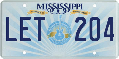 MS license plate LET204