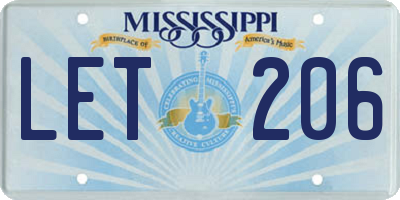 MS license plate LET206