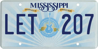 MS license plate LET207