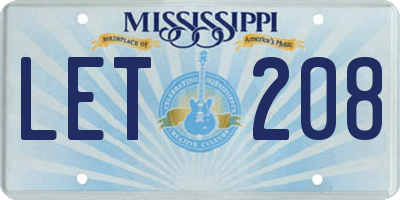 MS license plate LET208
