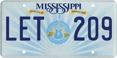 MS license plate LET209