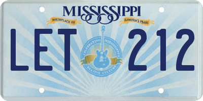 MS license plate LET212