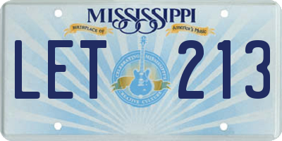 MS license plate LET213
