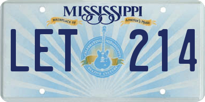 MS license plate LET214