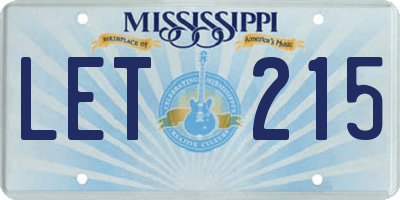 MS license plate LET215