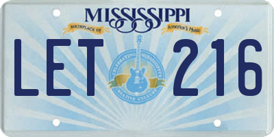 MS license plate LET216
