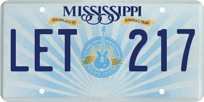 MS license plate LET217