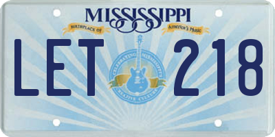 MS license plate LET218