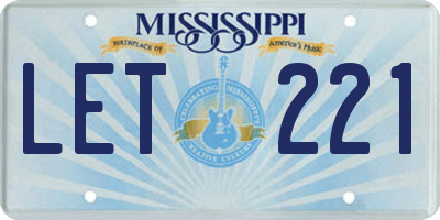 MS license plate LET221