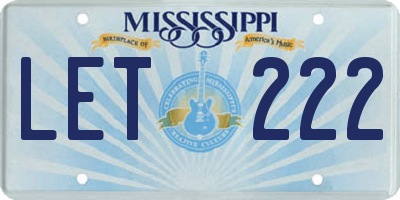 MS license plate LET222