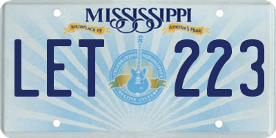 MS license plate LET223