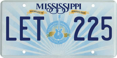 MS license plate LET225