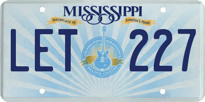 MS license plate LET227