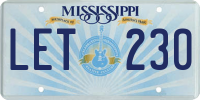 MS license plate LET230