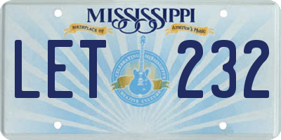 MS license plate LET232