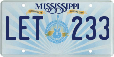 MS license plate LET233