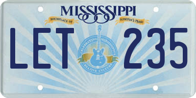 MS license plate LET235