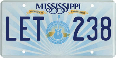 MS license plate LET238