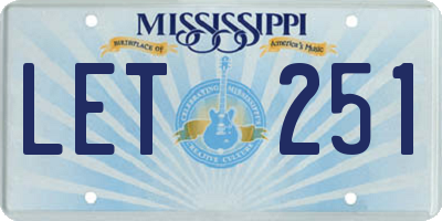 MS license plate LET251