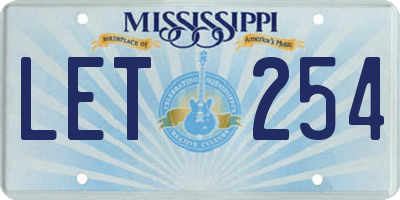 MS license plate LET254