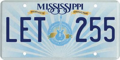 MS license plate LET255