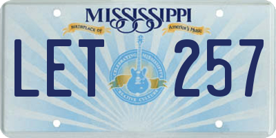 MS license plate LET257