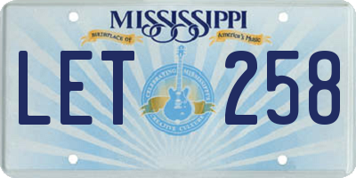 MS license plate LET258