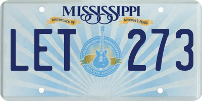 MS license plate LET273