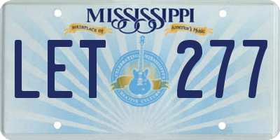 MS license plate LET277