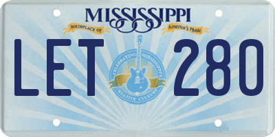 MS license plate LET280