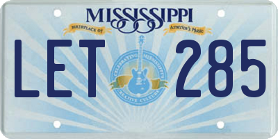 MS license plate LET285