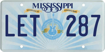 MS license plate LET287