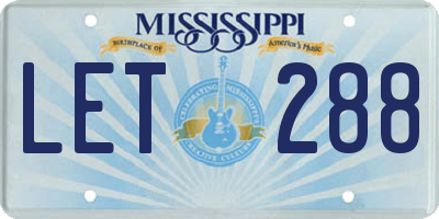 MS license plate LET288