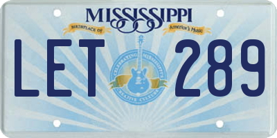 MS license plate LET289