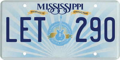 MS license plate LET290