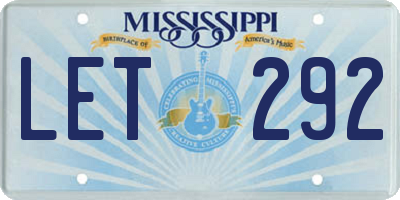 MS license plate LET292