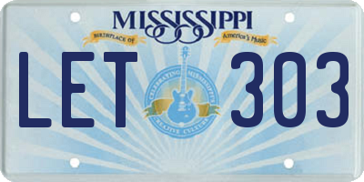 MS license plate LET303