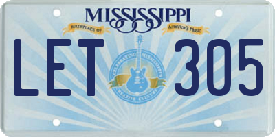 MS license plate LET305