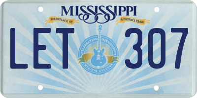 MS license plate LET307