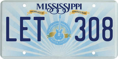 MS license plate LET308
