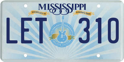 MS license plate LET310
