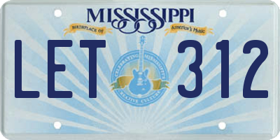 MS license plate LET312