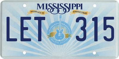 MS license plate LET315
