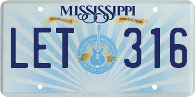 MS license plate LET316