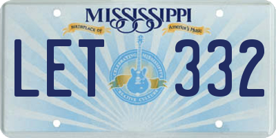 MS license plate LET332