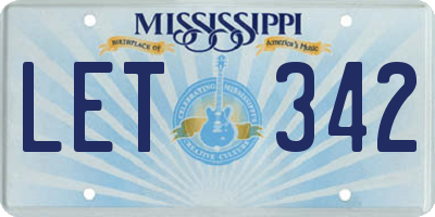 MS license plate LET342