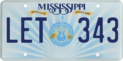 MS license plate LET343