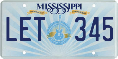 MS license plate LET345